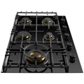 Omega 90cm Natural Gas Cooktop - Black Ceramic Glass, Five Burners, Wok Burner, Brass Burners - OCGG905WB