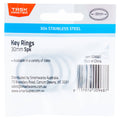 Taskmaster 30mm 304 Grade Stainless Steel Key Rings, 5 Pack