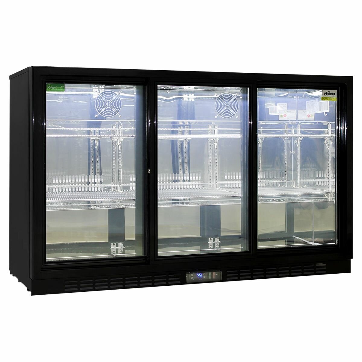 Rhino 330L Three Sliding Door Beverage Centre - Black, Frost Free, 8 Star Energy Rating - SG3S-B