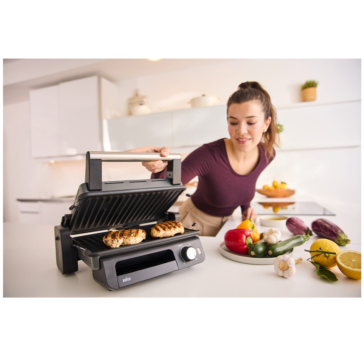 Braun MultiGrill 5 Contact Grill - 2000W, 3-in-1 Cooking, Dishwasher-Safe Plates, Black - CG5033IGY