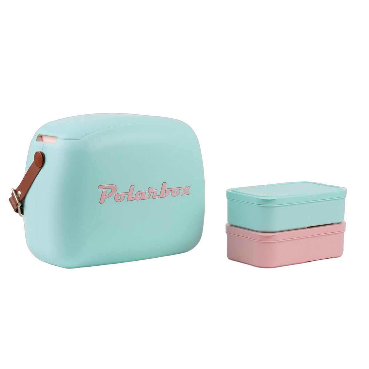 Polarbox Pop 6L Cooler Bag with 2 Lunch Box Containers - Cyan, Holds Up to 8 Standard Cans - PLBC6CP