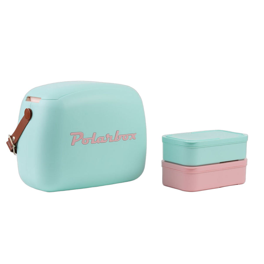 Polarbox Pop 6L Cooler Bag with 2 Lunch Box Containers - Cyan, Holds Up to 8 Standard Cans - PLBC6CP