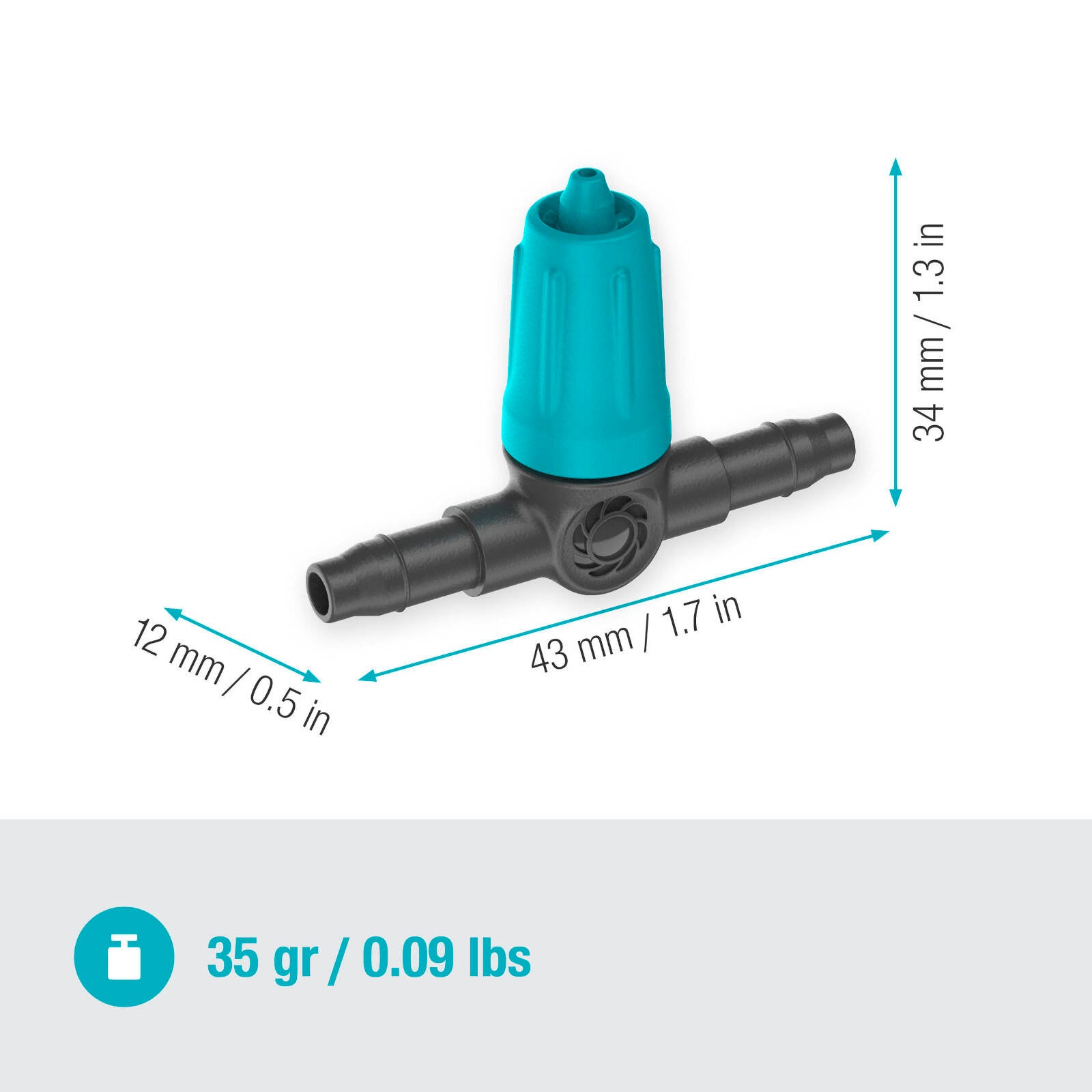 GARDENA 0-15L/h Adjustable Inline Drip Head 10 Pack Black/Turquoise