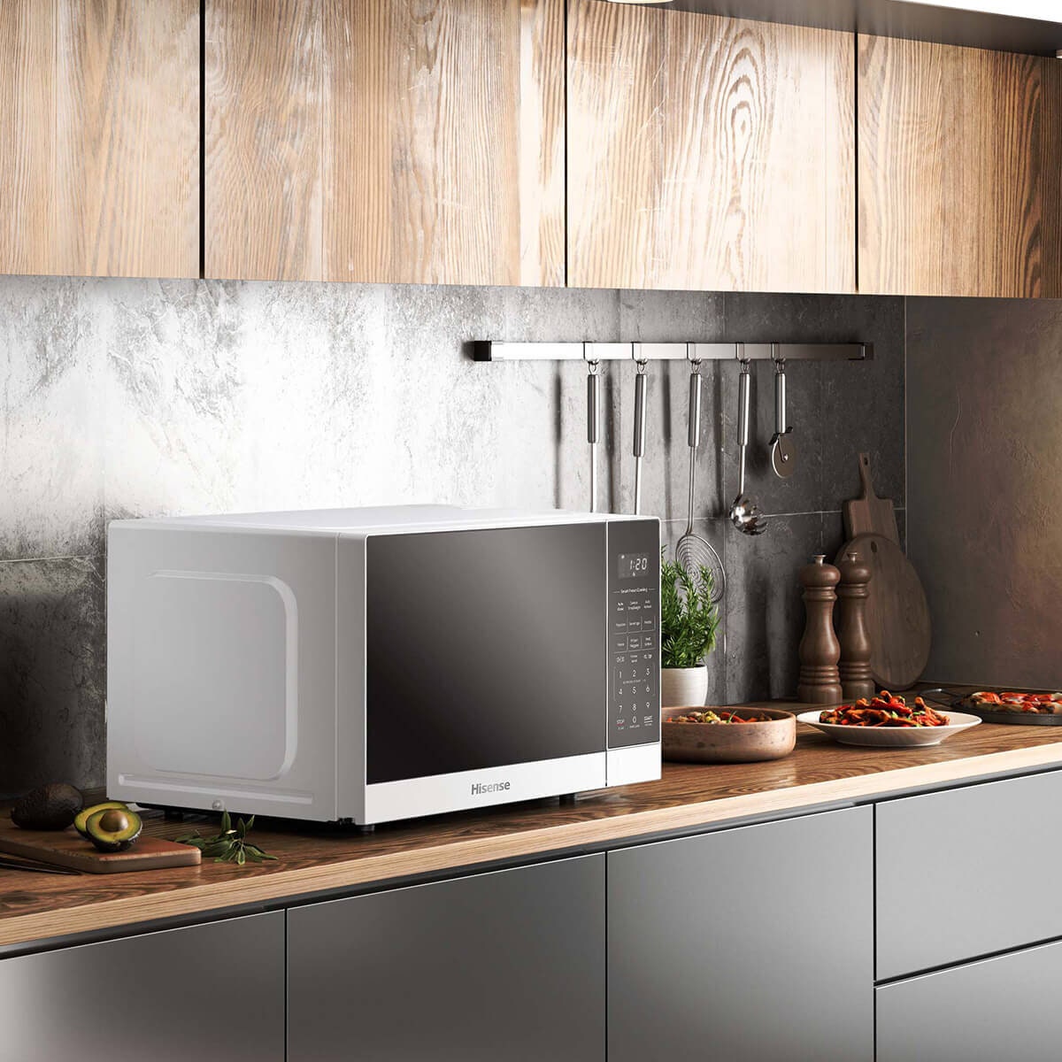 Hisense 25L multifunction microwave oven - 900W, pearl white, ten power levels, touch controls - HMAS2509WP