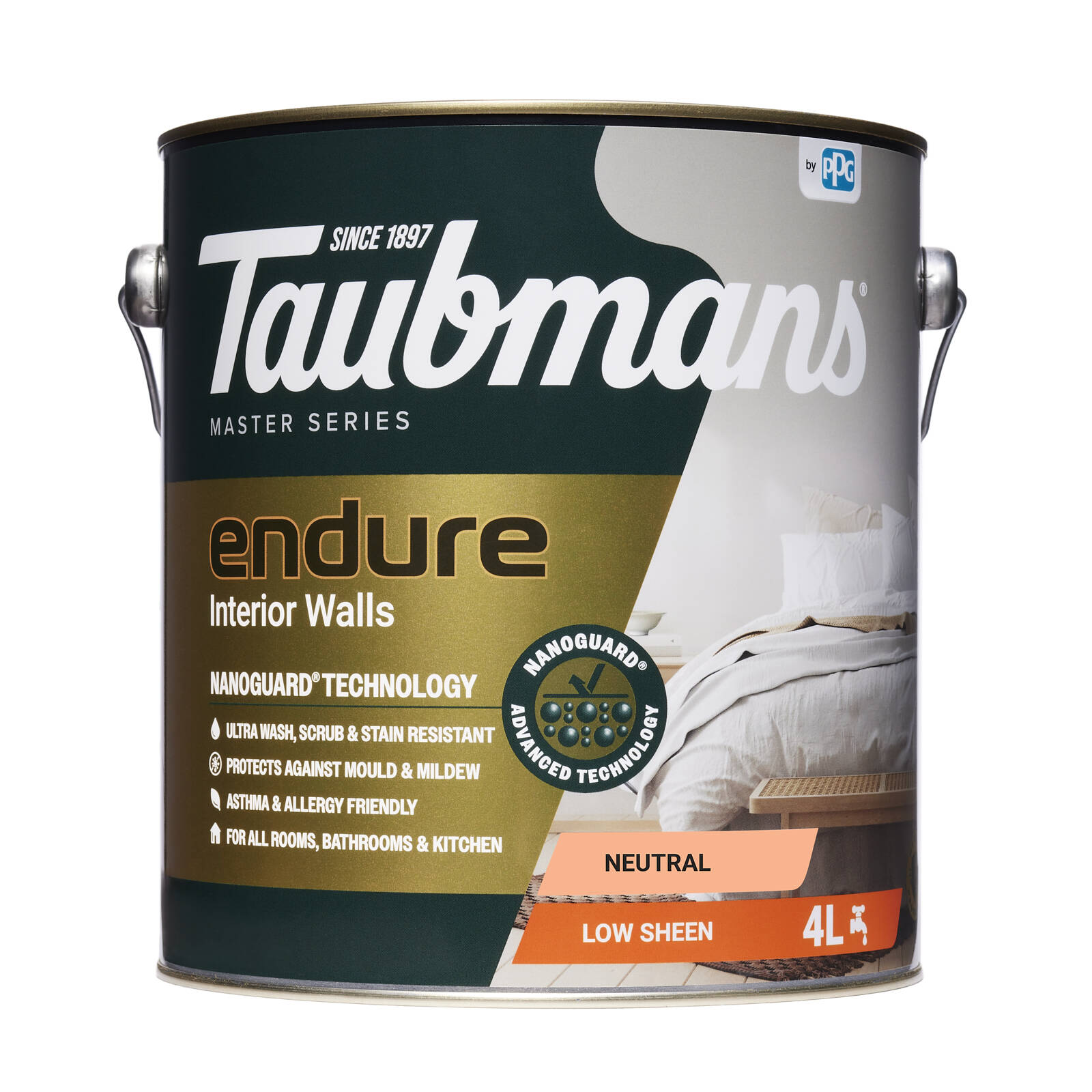 TAUBMANS Endure 4L Neutral Low Sheen Interior Walls Paint Water Based UV Resistant