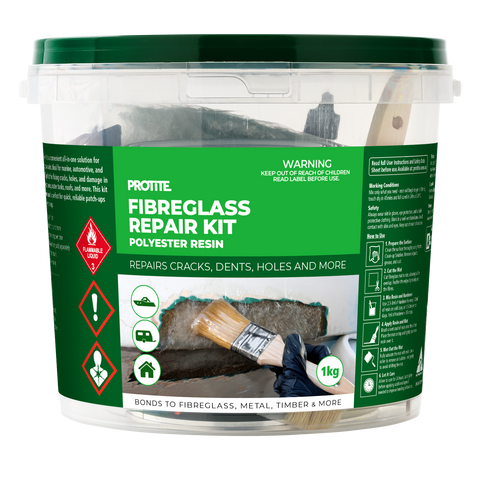 Protite Large Fibreglass Repair Kit 1kg - Sandable, Paintable, UV & Shrink Resistant