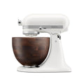 KitchenAid KSM156 Artisan Stand Mixer - Porcelain White, Walnut Wood Bowl, 10 Speeds - 5KSM156WBAPL