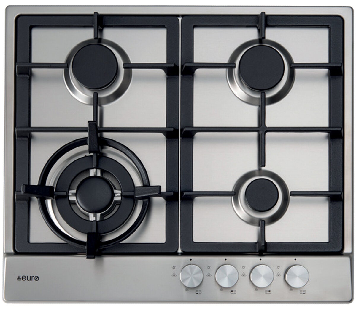 Euro Appliances 60cm Natural Gas Cooktop - Stainless Steel, Triple Ring Wok Burner - ECT60WCX