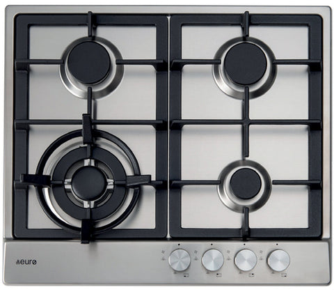 Euro Appliances 60cm Natural Gas Cooktop - Stainless Steel, Triple Ring Wok Burner - ECT60WCX