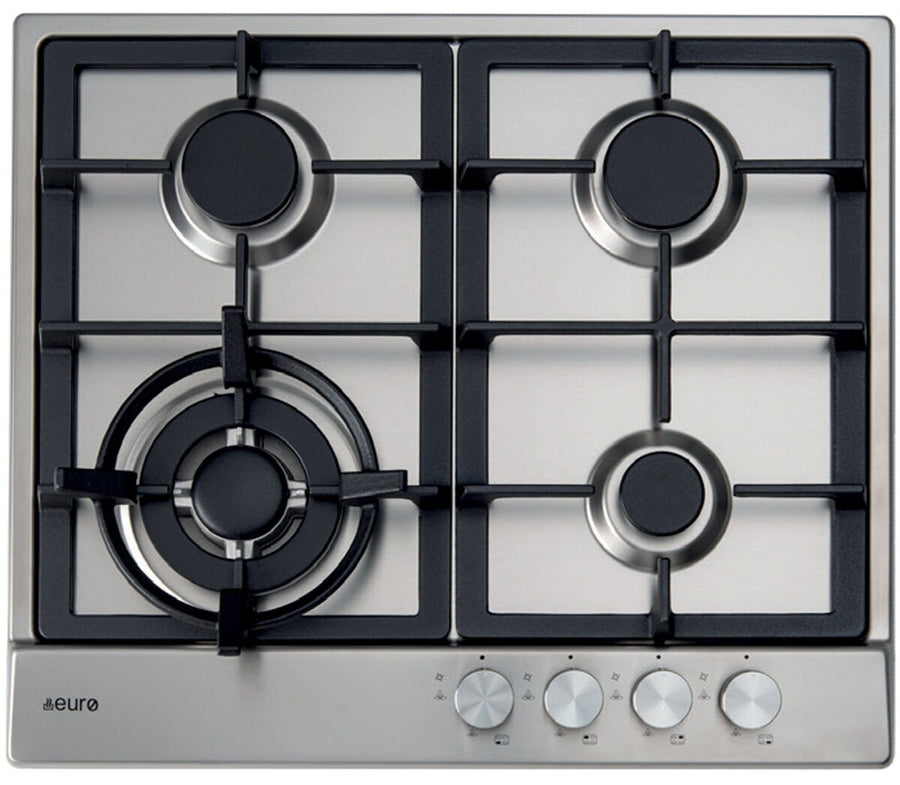 Euro Appliances 60cm Natural Gas Cooktop - Stainless Steel, Triple Ring Wok Burner - ECT60WCX