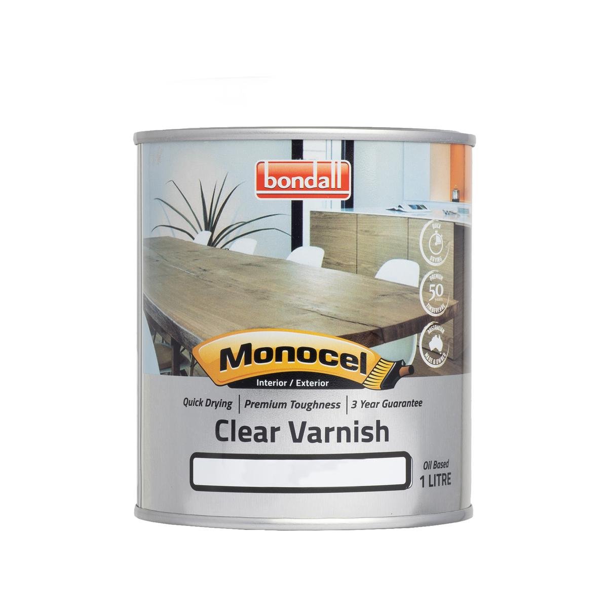 Bondall Satin Monocel Clear Timber Varnish - 1L - Polyurethane - Interior Use - SuperSaverAU - view 1