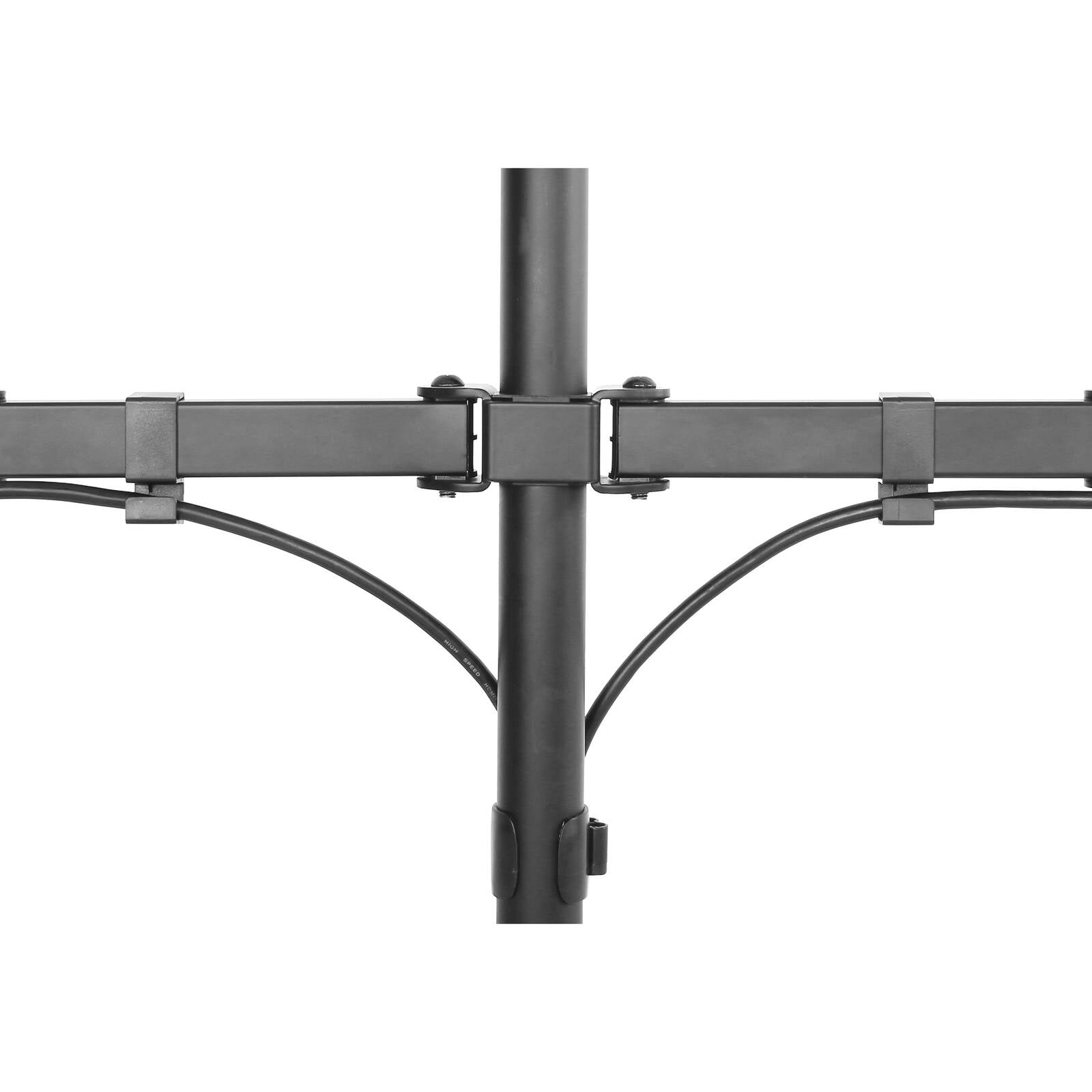Practa Full Motion Dual Arm Monitor Mount PRMMD 13-32 inch Black Steel, Clamp or Grommet Fit