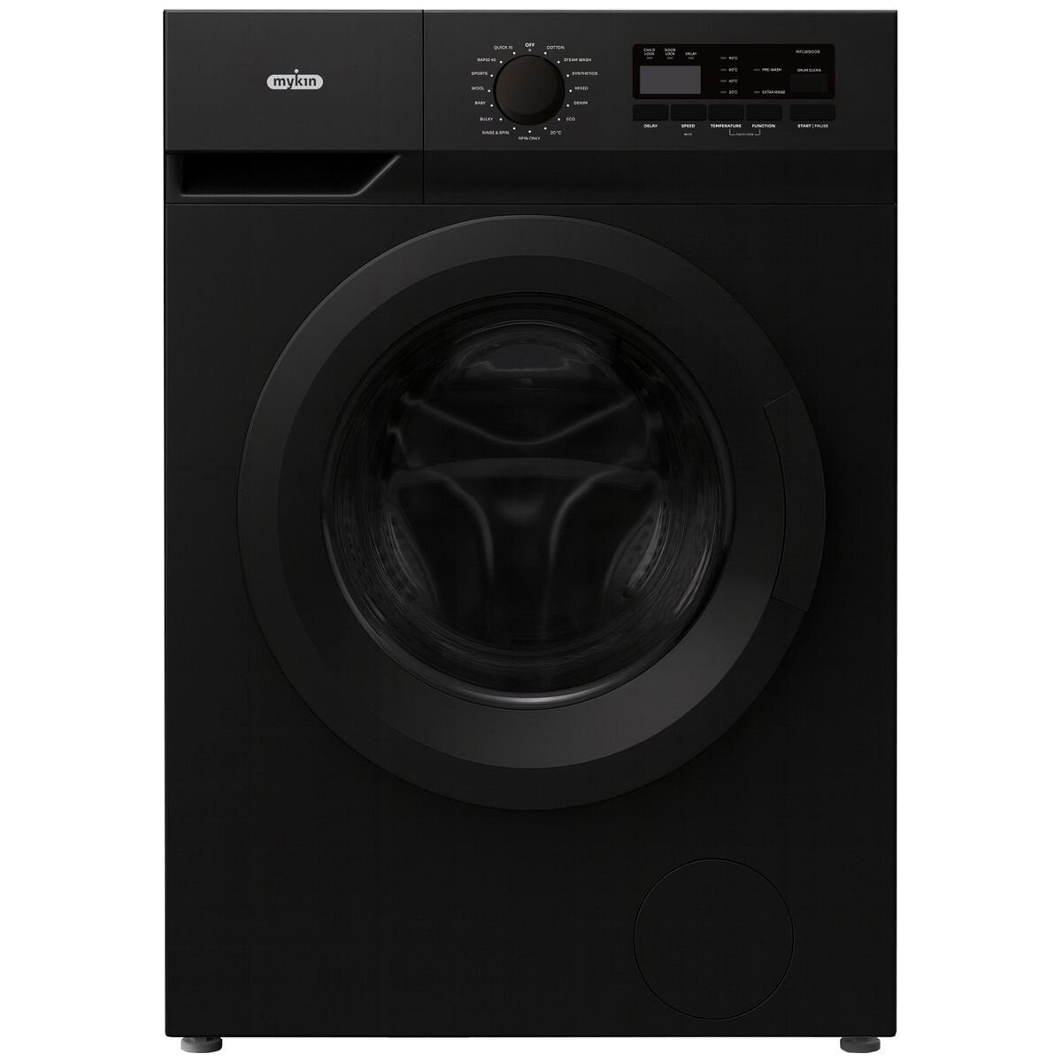 Mykin 8kg Front Load Washer and 8kg Heat Pump Dryer Package - Black - 7 Star Dryer - MFLW800BMHPD800B