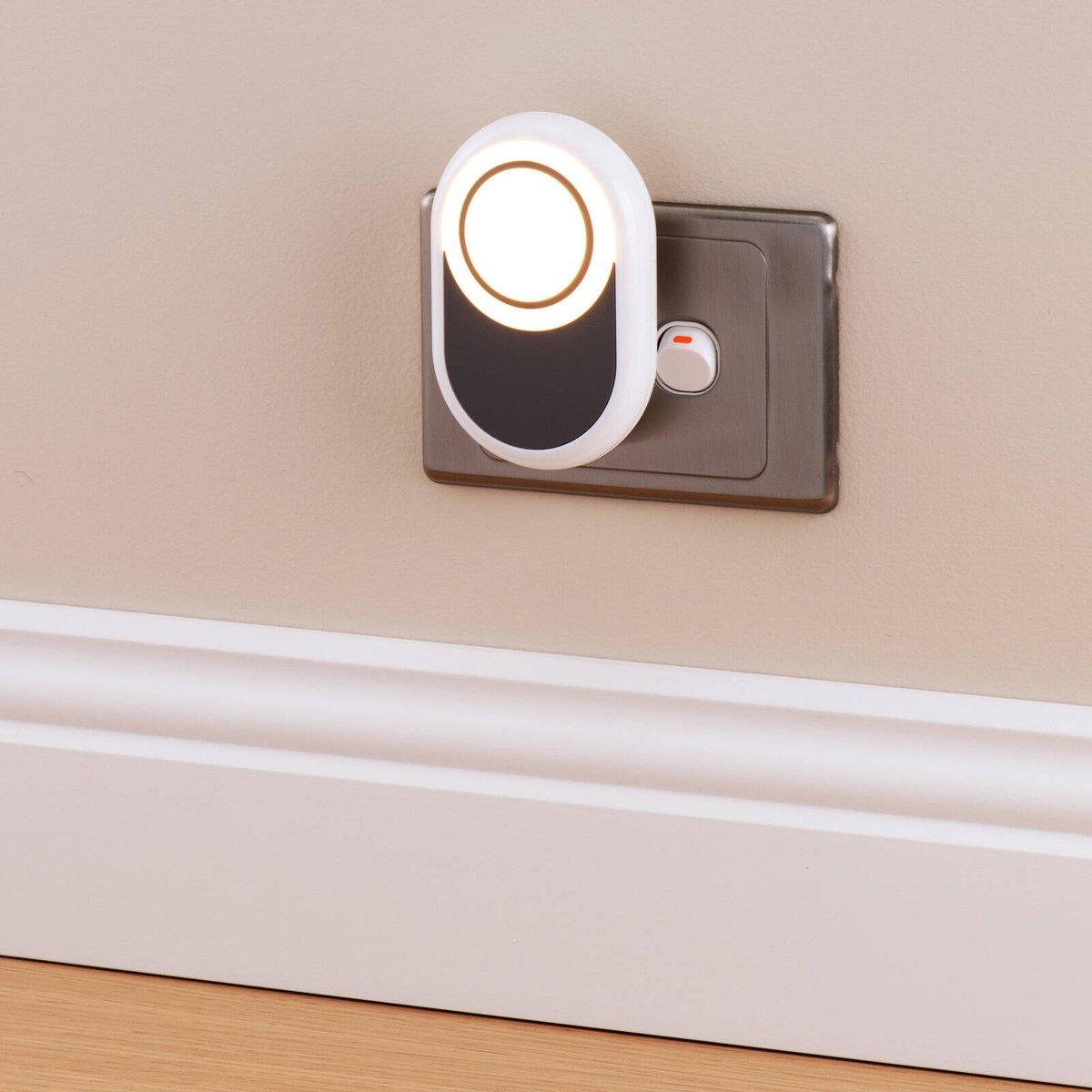 Arlec 240v Pill Plug in LED Night Light - Warm White Glow - Grey - 60mm x 90mm x 60mm