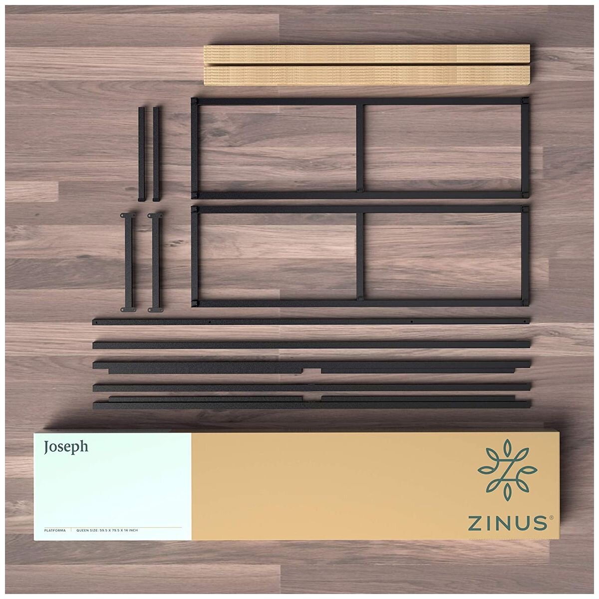 Zinus Joseph Single 45cm Metal Platform Bed Frame in Black - Steel Frame, Under-Bed Storage - AU-MBBF-18S