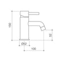 Flexispray Splash Lead Free Basin Mixer Matte Black, 4.5L/min 6 Star, 100mm Spout Pin Lever