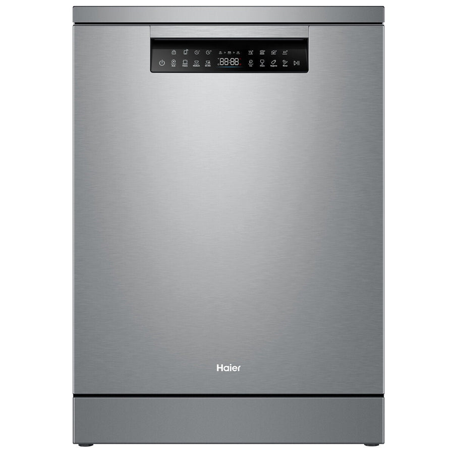 Haier 60cm Freestanding Dishwasher with Steam - 15 Place Settings - Satina - Auto Door Opening - HDW15F3S1