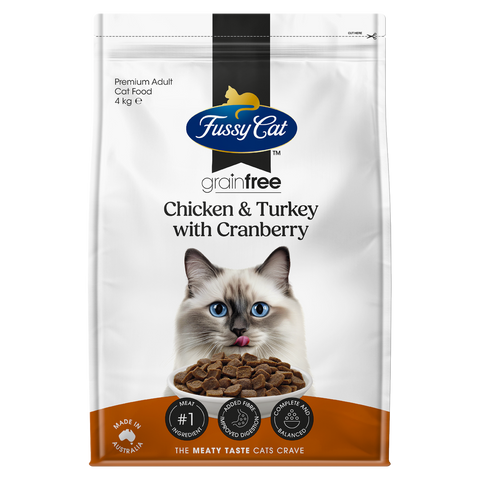 Fussy Cat Grain Free Dry Cat Food - Chicken Turkey with Cranberry 4kg - Complete Nutrition, Urinary Support - SuperSaverAU - view 1