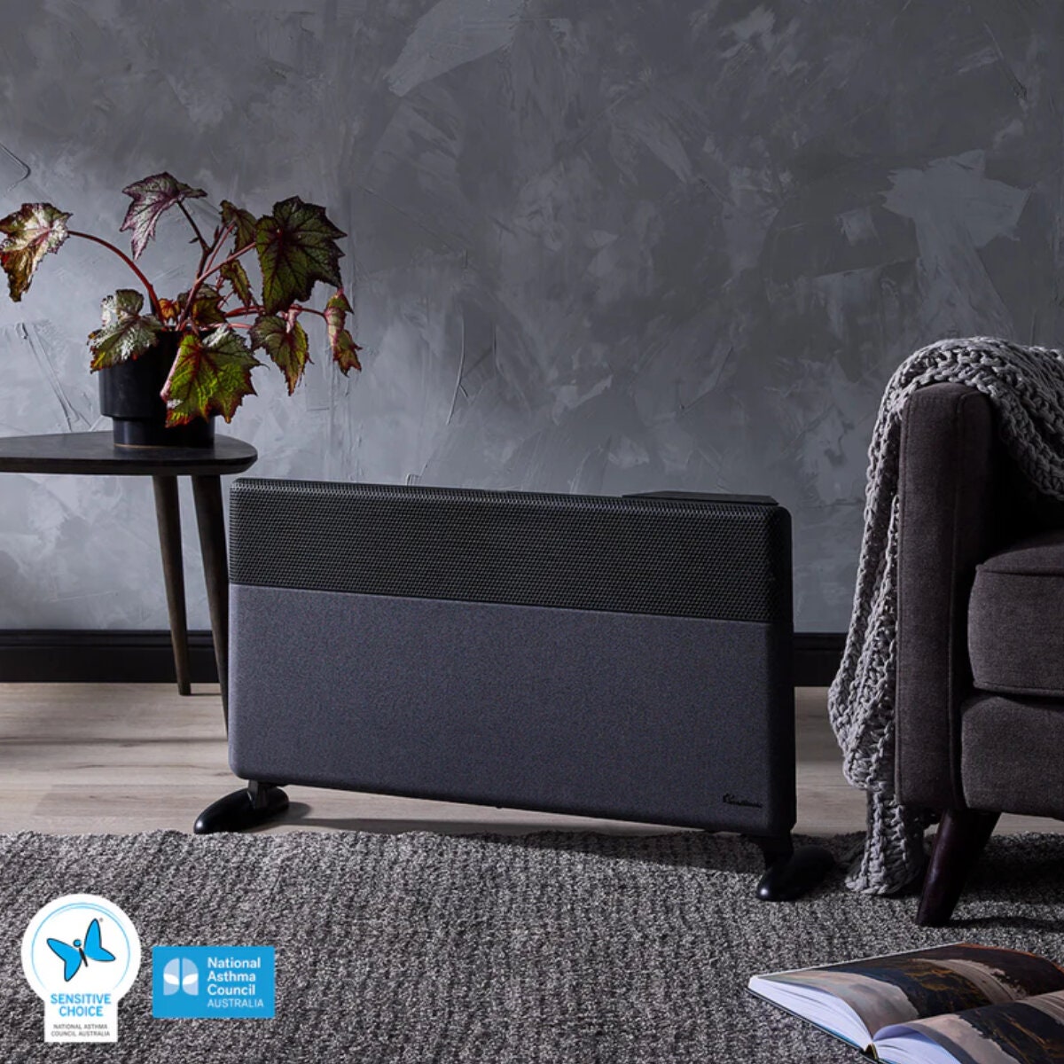 Ausclimate EcoSmart Pro Medium 1500W Panel Heater - Stone Grey, Wi-Fi App, Inverter Technology - ACPH900