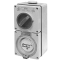 Deta 32A Single Phase Round Switch Outlet - 100mm x 58mm x 200mm - Light Grey - Weatherproof - SuperSaverAU - view 1