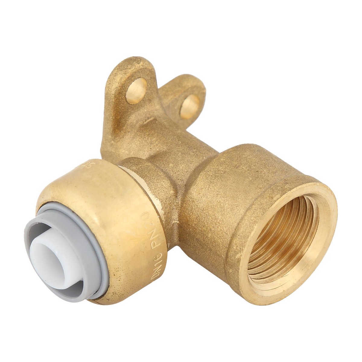 Smartex Pex Female Lugged Elbow - 16 x 15mm - Lead Free Brass - Push-Fit - SuperSaverAU - view 1