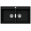 Abey Schock Horizont double bowl sink 860mm - black Magma, 20L bowls, topmount with overflow - N200B
