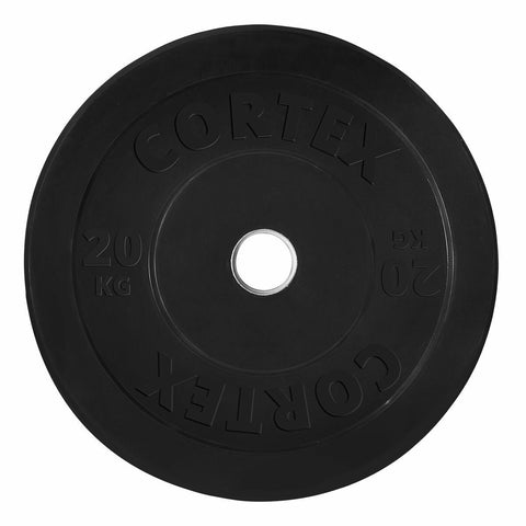 Cortex 20kg Black Bumper Plate - Steel Ring Core, IWF 450mm Sizing, Built to IWF Standards - BUMPPLATEBK-20KG