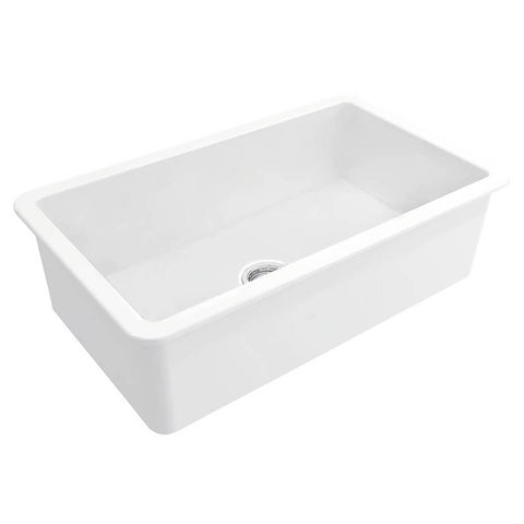 Turner Hastings Cuisine 81 x 48 Fine Fireclay Single Bowl Sink - Gloss White, 58L, Basket Waste - CU81FS