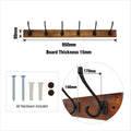 Adoored 6 Hook Rustic Board Deco Hook Rack - 950mm x 80mm x 170mm - Black - Durable Timber Finish - SuperSaverAU - view 4