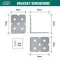 Carinya 50 x 50 x 40 x 1mm Galvanised Steel Angle Make-A-Bracket - 8 Pack