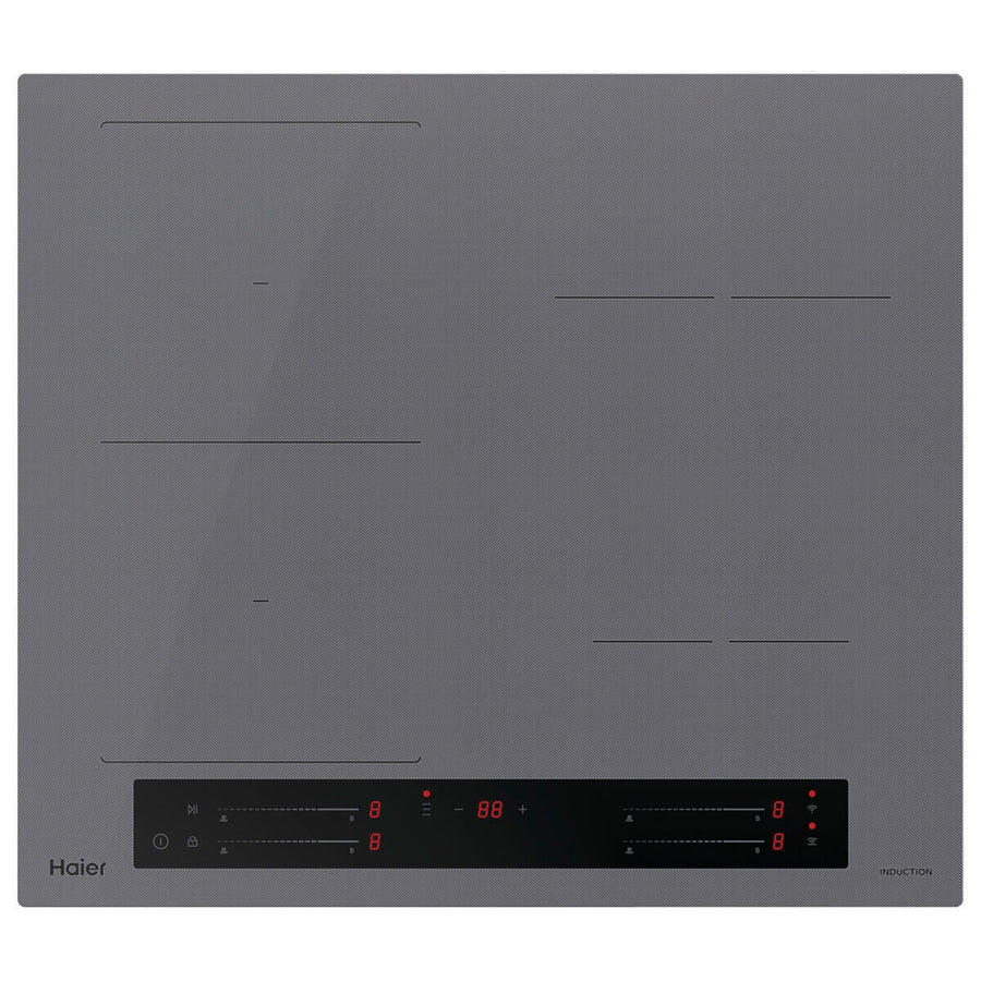 Haier 60cm 500 Series induction cooktop - Flexi Zone, Wi-Fi, hood to hob pairing, grey glass - HCI604FTG4