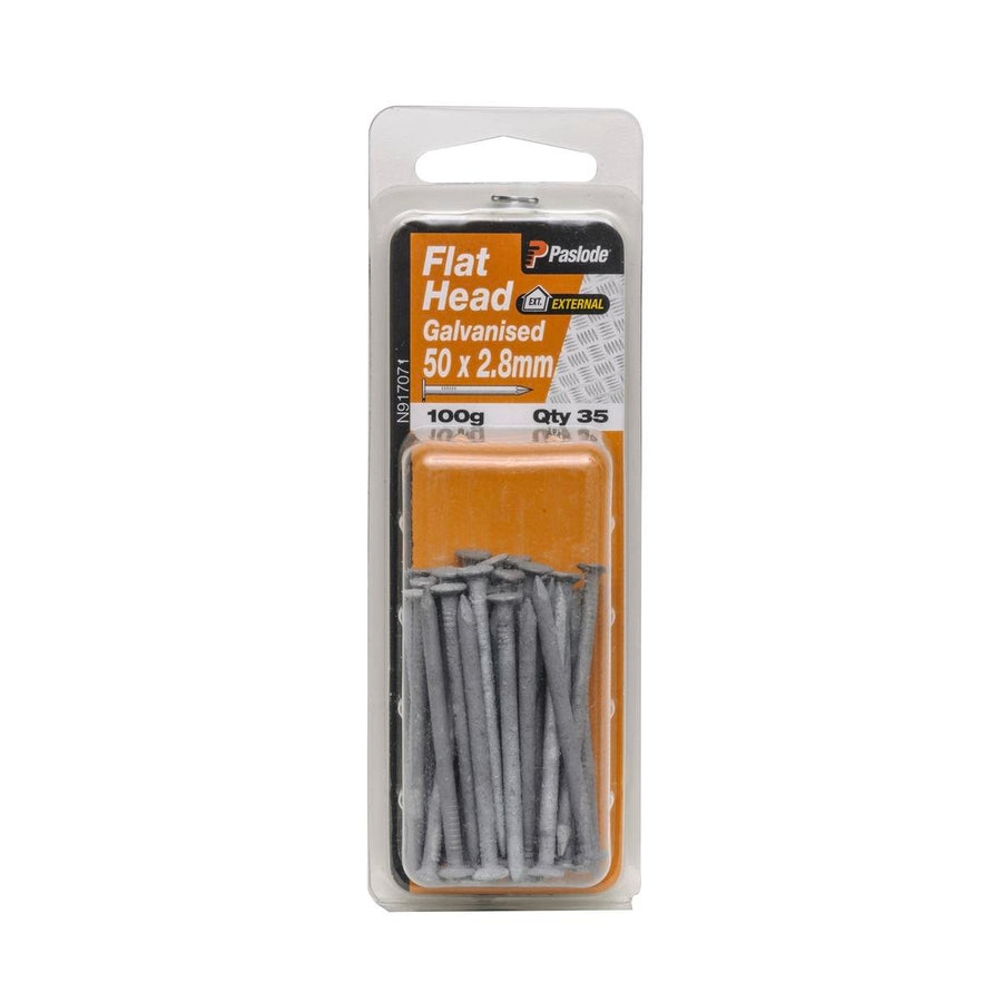 Paslode Galvanised Flat Head Nails 50 x 2 8mm 100g 35 Pack - SuperSaverAU - view 1