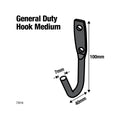 Everhang Medium Black J Bolt Hook - 5mm x 45mm x 105mm - Durable Steel - Versatile Storage - SuperSaverAU - view 3