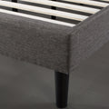 Zinus Lottie Deluxe queen upholstered bed frame - dark grey, slatted support, padded headboard - AU-FSPB-Q