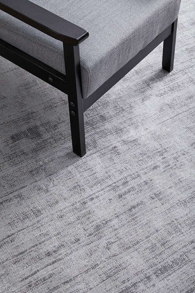 Rug Culture Bliss Medium Rug 225x155cm - Grey Viscose, Hand Loomed, 8mm Pile - BLSGREY225X155