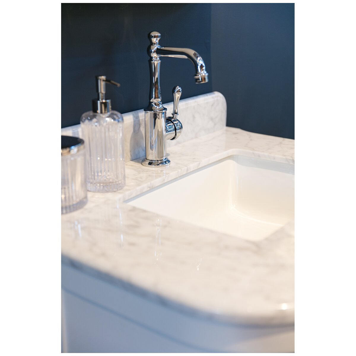 Turner Hastings Evara wall hung vanity - marble top, white, 3 tapholes - EV750-WH-3TH