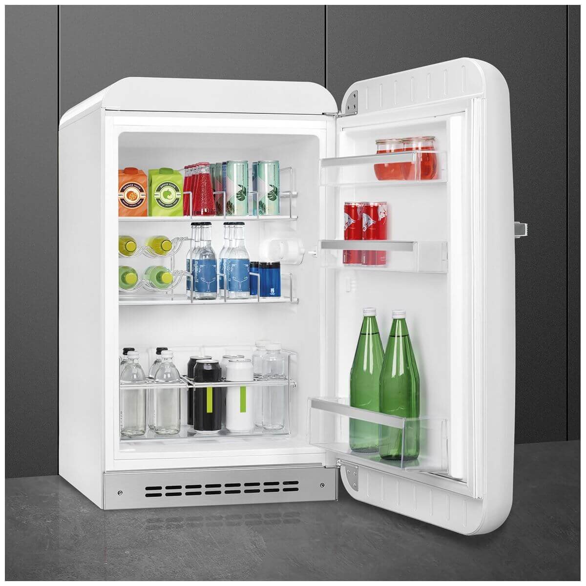 Smeg 50s Retro Style Happy 135L bar fridge - right hinge, white, 6 star energy rating - FAB10HRWH6