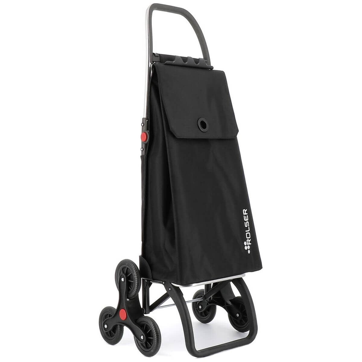 Rolser Akanto 6-Wheel Folding Shopping Trolley - Aluminium Chassis, Removable Wheels, Black - R-AKA018-1023