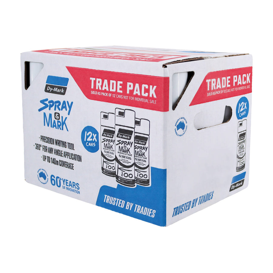 Dy-Mark Spray & Mark Line Marking Paint Trade Pack White 350g - 12 Pack