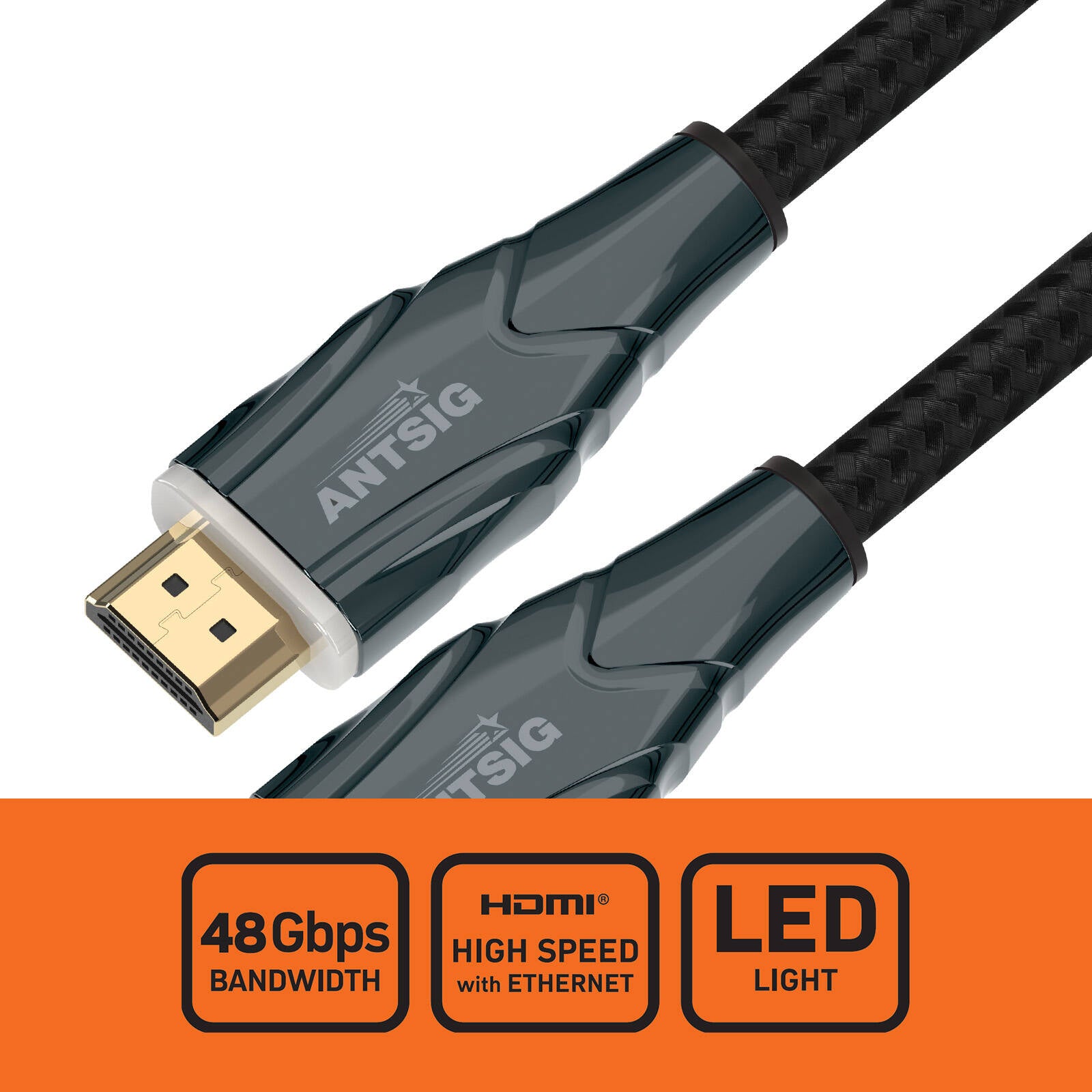 Antsig 2m Ultra 8K HDMI Lead AP467B8K - Nylon Braided, 8K & 4K Compatible