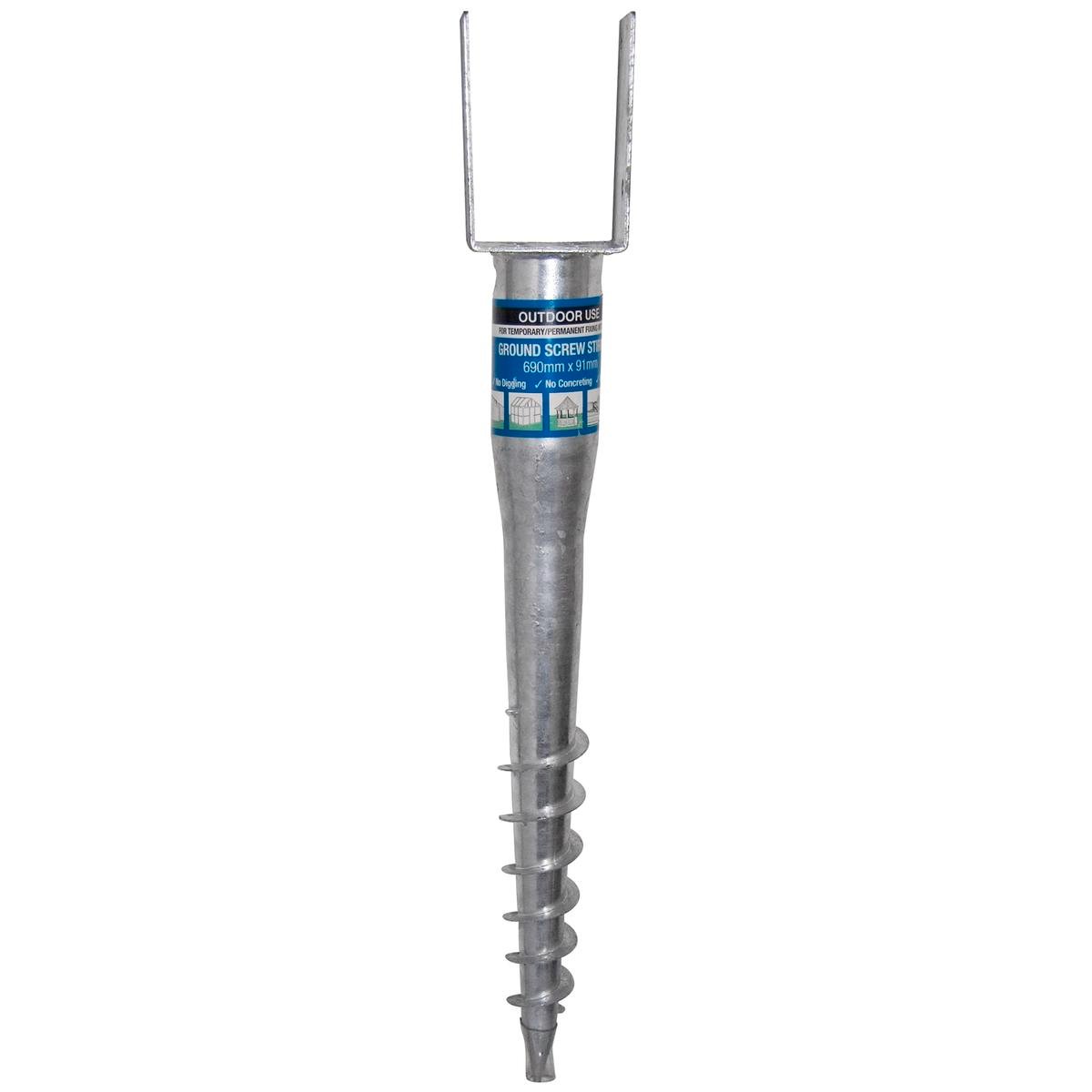 Otter Ground Screw Stirrup - 690mm x 90mm - Hot Dipped Galvanised - Coarse Thread - SuperSaverAU - view 1