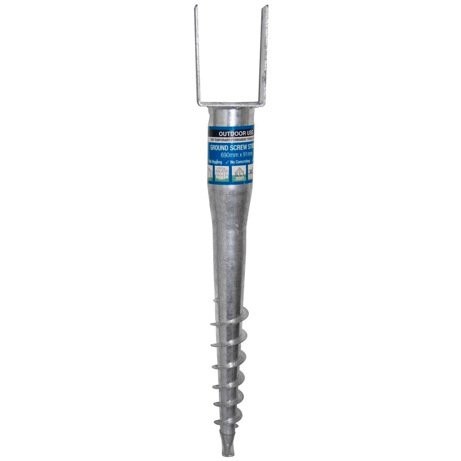 Otter Ground Screw Stirrup - 690mm x 90mm - Hot Dipped Galvanised - Coarse Thread - SuperSaverAU - view 1
