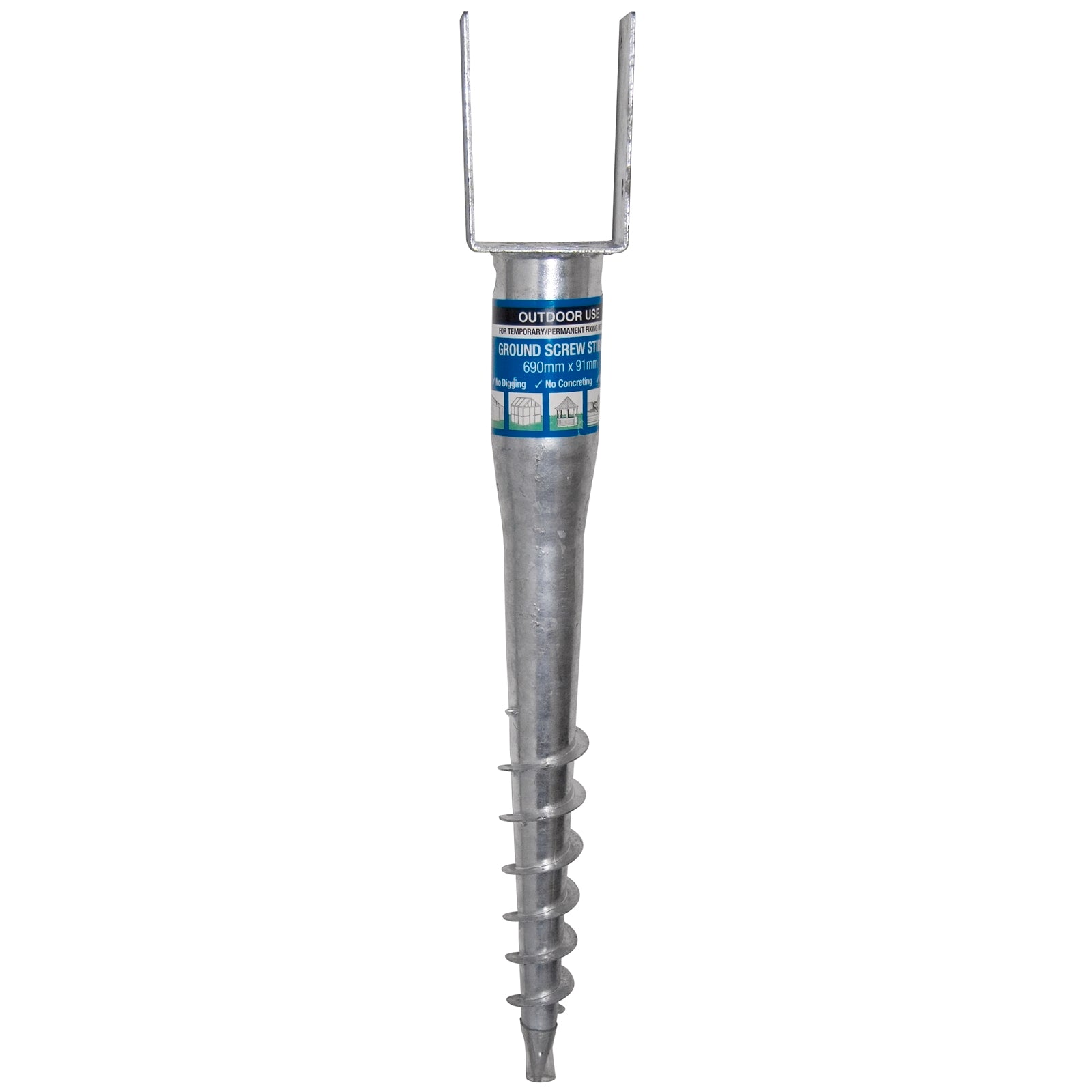 Otter 690 x 90mm Hot Dipped Galvanised Ground Screw Stirrup