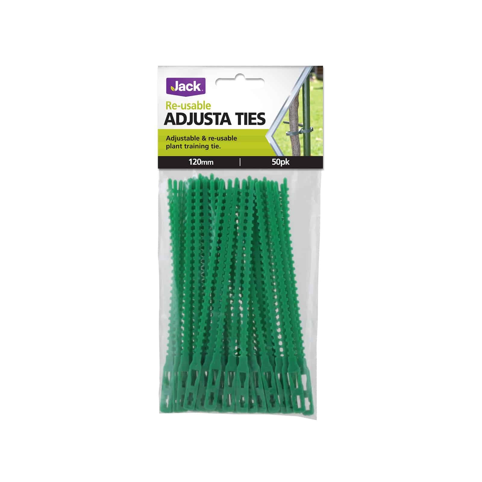 Jack Adjustable Plant Ties 120mm Green - 50 Pack