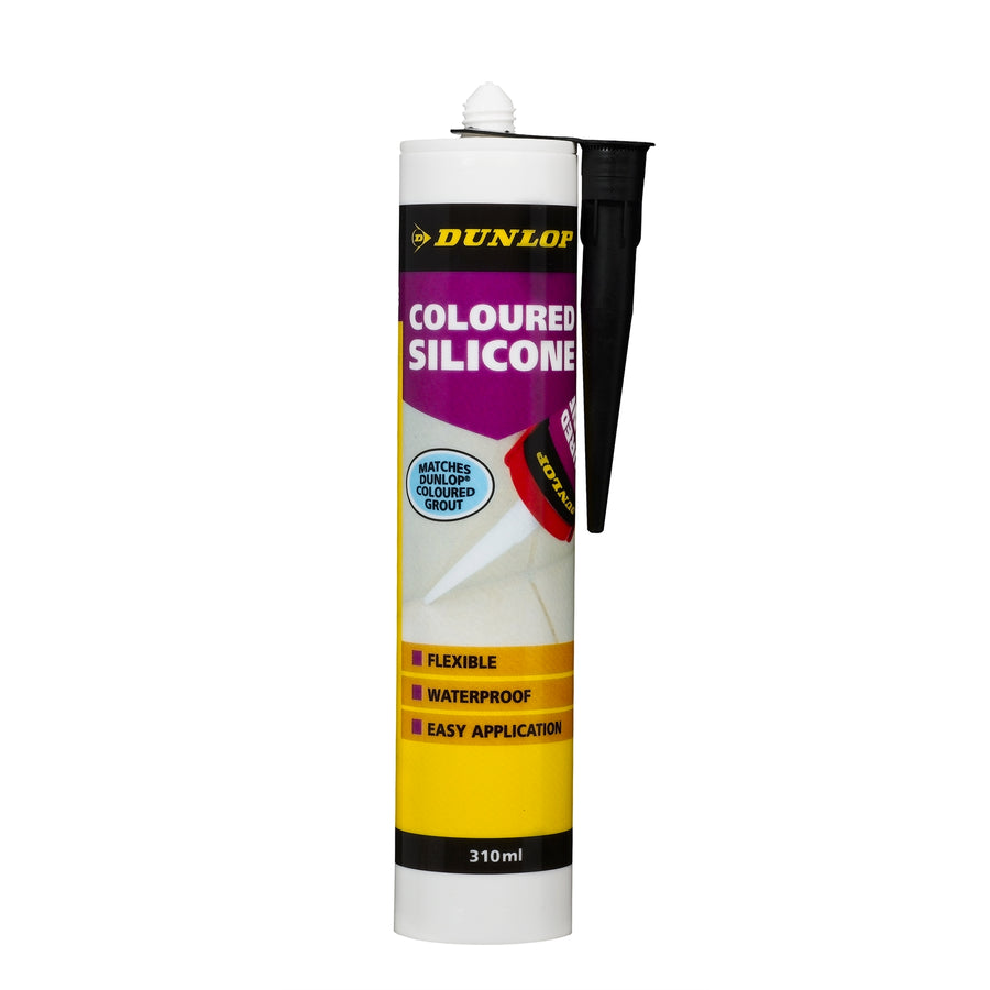 Dunlop Coloured Silicone Sealant 310ml Travertine - Waterproof Flexible Tile Joint Sealant