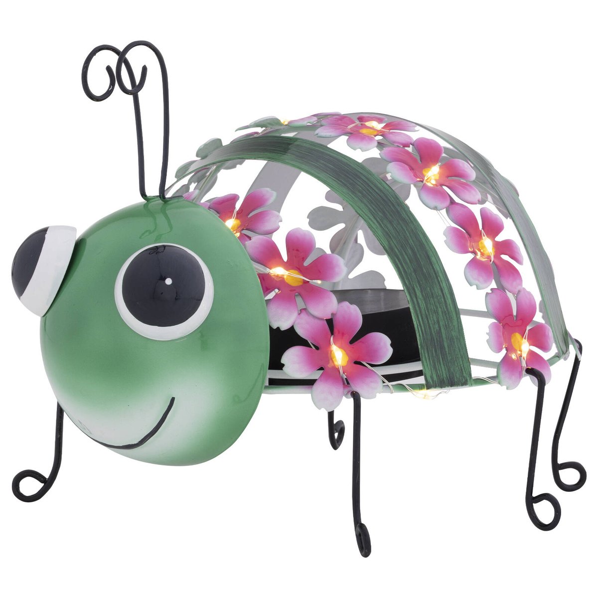Click Solar Metal Animal Light Grasshopper - Solar Powered - 190mm x 210mm - Green/Pink - SuperSaverAU - view 2