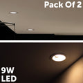 Arlec 9W 92mm Tri-Colour Dimmable LED Downlight Recessed Lens 240V White 2 Pack ALD285P2