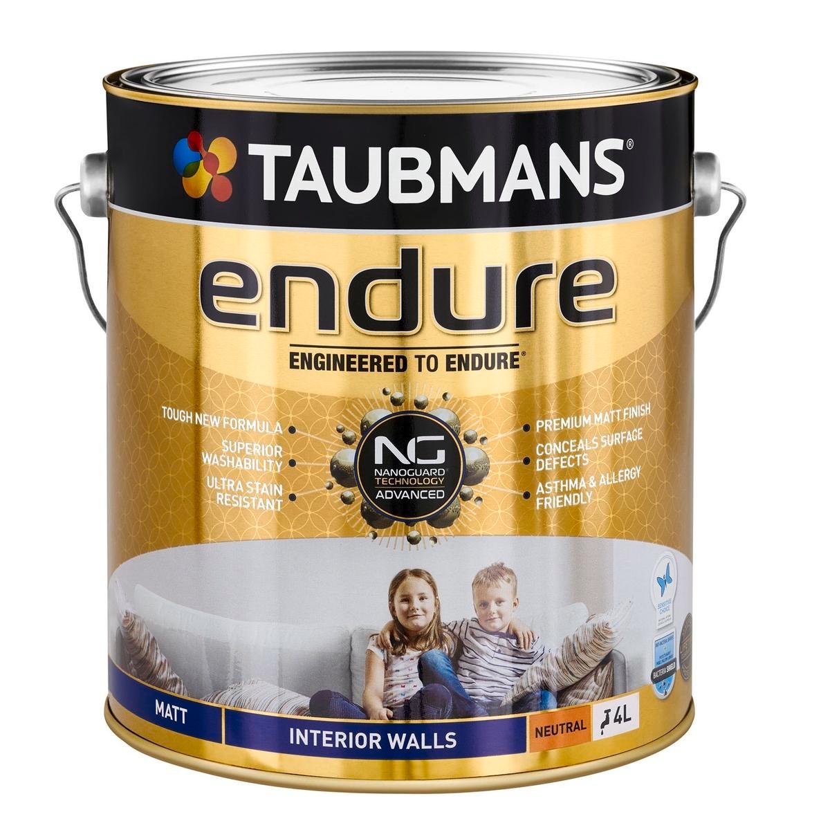 Taubmans 4L Neutral Matt Endure Interior Walls Paint - Stain Resistant - Low Odour - SuperSaverAU - view 1