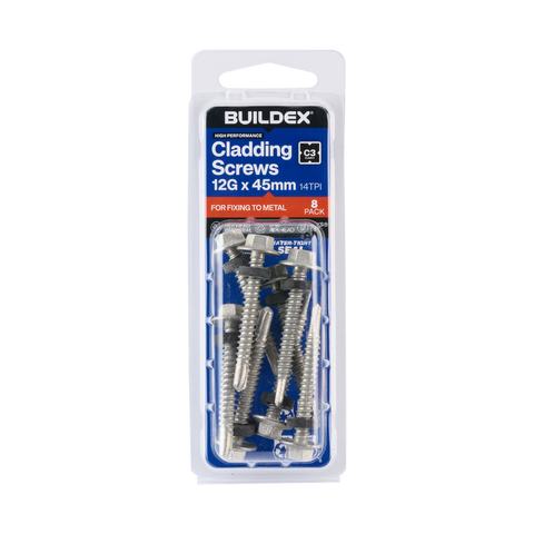 Buildex 12g x 45mm Roofing Teks Screws - 8 Pack - Class 3 Corrosion Protection - SuperSaverAU - view 1