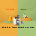Cuisinart Kick Start 2-in-1 Personal Juicer and Blender - Grey - 450W, 500ml To-Go Cup, Travel Lid - CBJ-450XA
